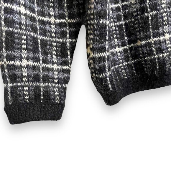 Vtg Plaid Mohair Blnd Cardigan Sweater Women Medium Academia Soft Grunge Granny - Picture 4 of 12